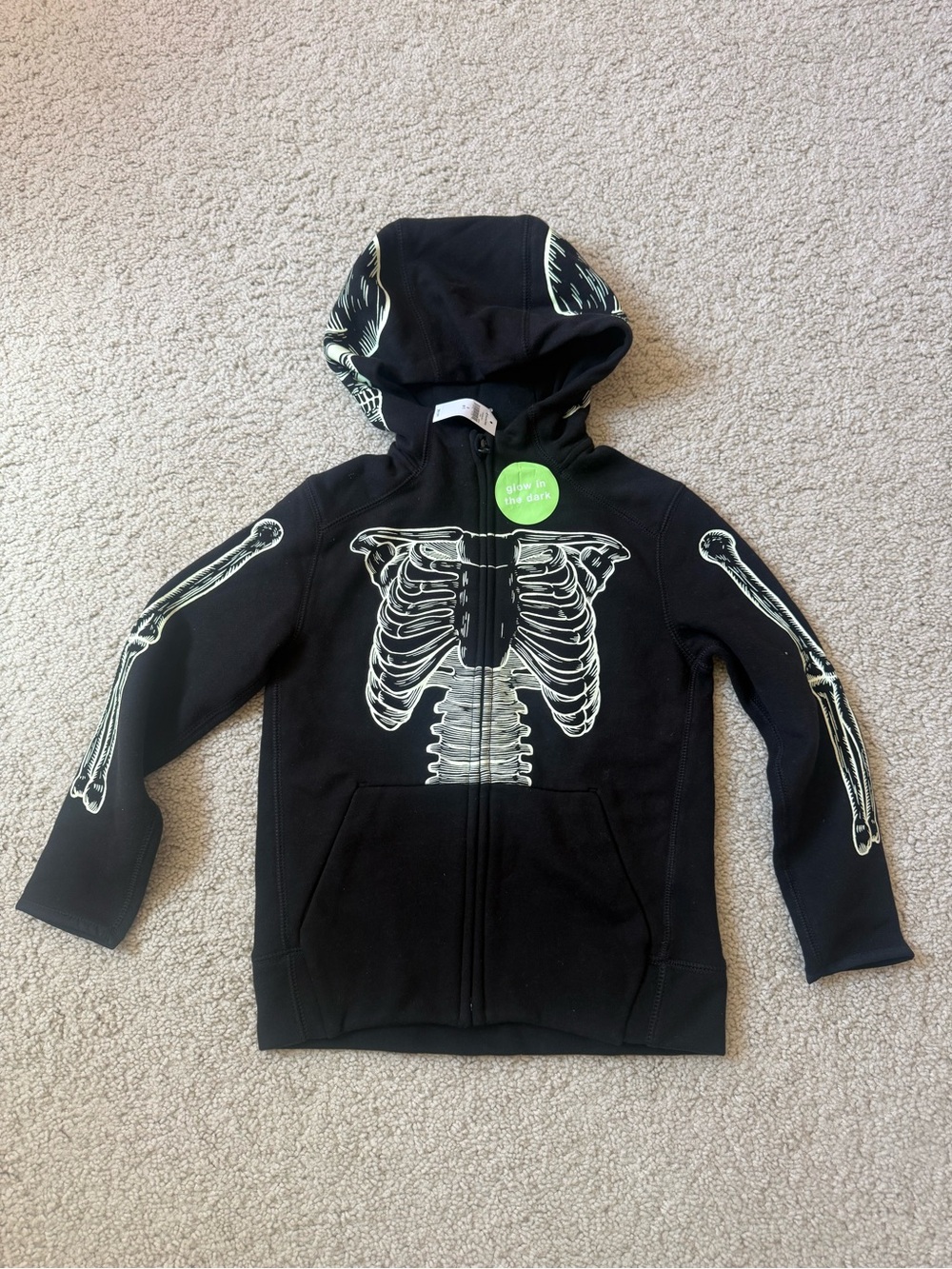Gap Kids Black Glow-in-the-Dark Skeleton Zip Hoodie Halloween
